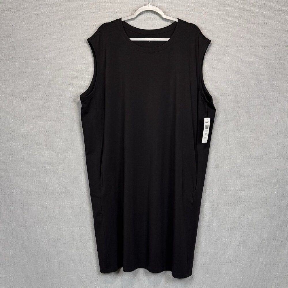 Eileen Fisher Dress 3X Black Knee Length Pima Cotton Stretch Jersey Knit Pockets